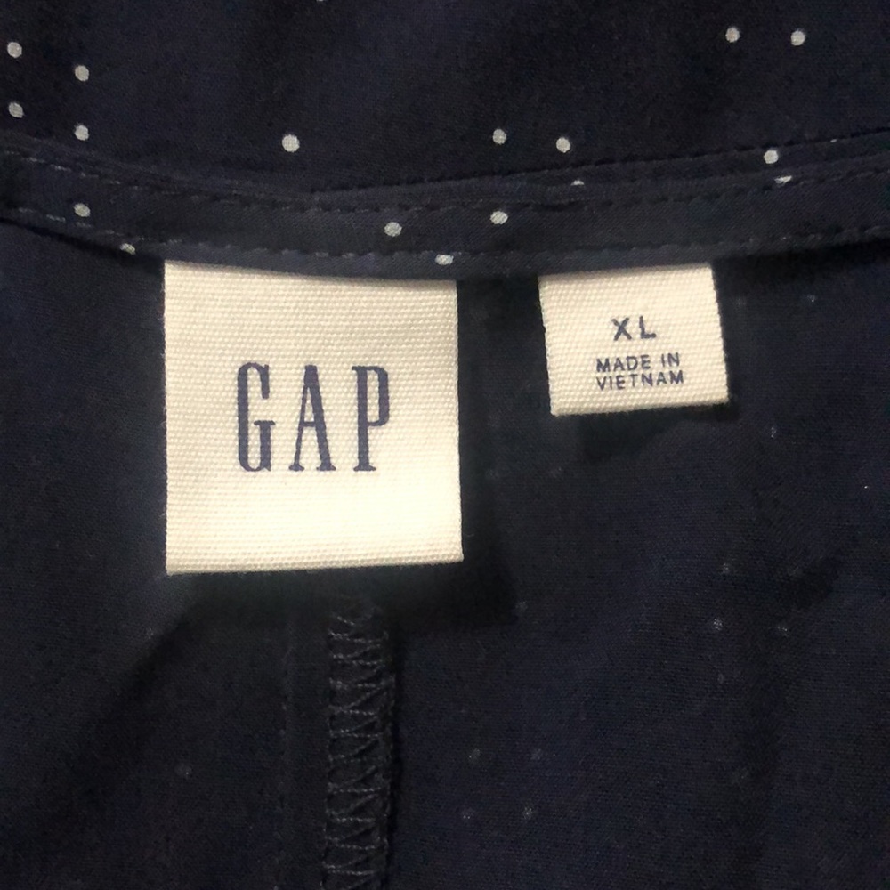 Gap navy blue short sleeve maxi wrap dress with tiny white polka dots, XL - Picture 9 of 11